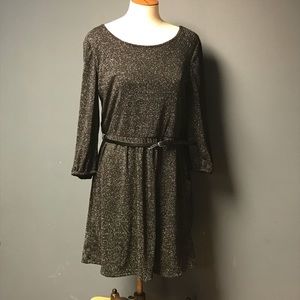 Lily Rose casual belted black shimmer dress XL